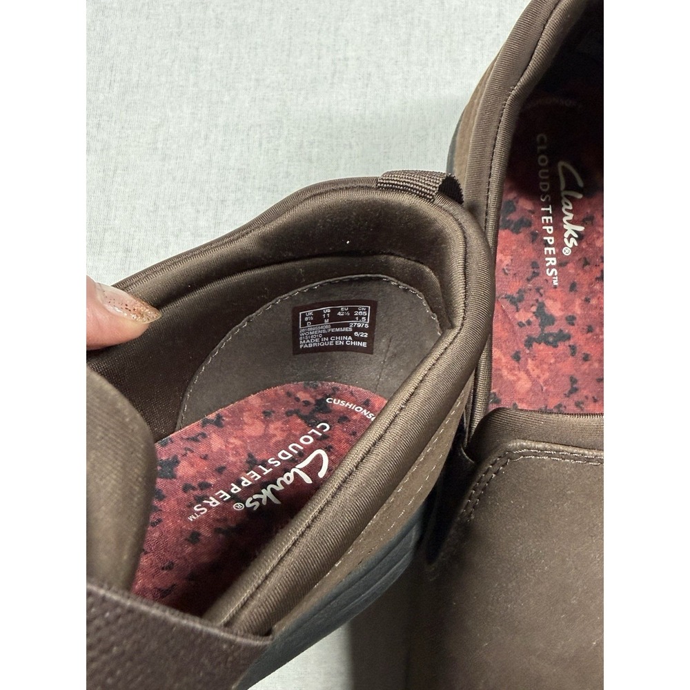 Clarks Cloudsteppers Loafers Women 11‎ Slip On Brown Faux Leather Comfort Shoes - Picture 5 of 10